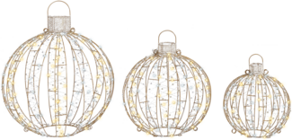 Gartendekoration LED GAROUR Weihnachtskugel 65 50 40 cm Gold