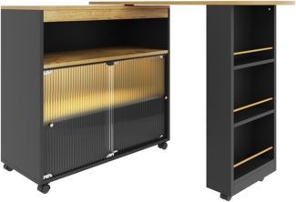 ComfortXL Kcheninsel O110125, Holzwerkstoff, Schwarz, 110x60x13cm