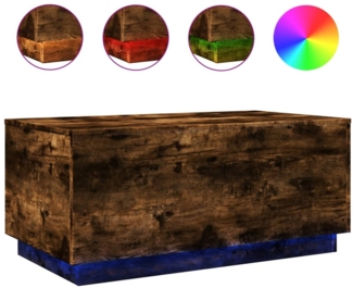 Couchtisch, Sofatisch mit LED-Leuchten Räuchereiche 90 x 50 x 40 cm