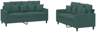vidaXL 2-tlg. Sofagarnitur mit Kissen Dunkelgrün Samt 3201702