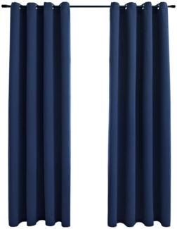 vidaXL Verdunkelungsvorhänge mit Metallösen 2 Stk. Blau 140x225cm 134451