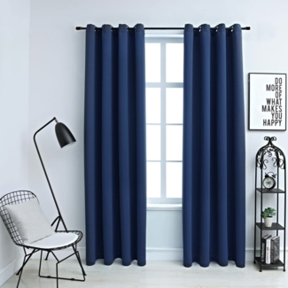 vidaXL Verdunkelungsvorhänge mit Metallösen 2 Stk. Blau 140x225cm 134451