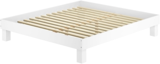 Waschweißes Doppelbett 200x200 Buche Holzbett mit wählbarem Zubehör V-60.87W-20Rollrost inkl.