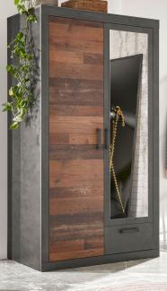 Furn. Design 'Ward' Kleiderschrank mit Schubladen, Used Wood / Grau, 201 x 60 x 105 cm