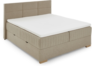 Tambo Boxspringbett grau Stoffbezug Nordic 211cm x 195cm x 116cm
