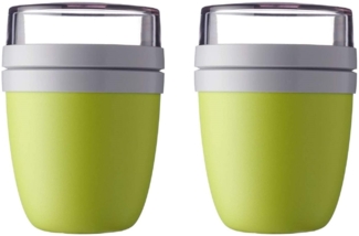 Mepal | Lunchpot Ellipse Mixed | Campus Red + Cool Grey | Müslibecher to go | Unterteilung für Joghurt & Müsli | 500 ml + 200 ml | Geeignet für Gefrierschrank, Mikrowelle & Spülmaschine