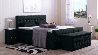 Meisterbetten Boxspringbett Cool 180x220 in WT-Dunkel Grau, Matratzenbezug Nano, Komfortschaum-Topper