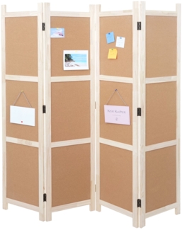 Paravent HWC-G52, Raumteiler Trennwand Sichtschutz, Pinnwand Kork ~ braun, 4 Panele 166x160cm