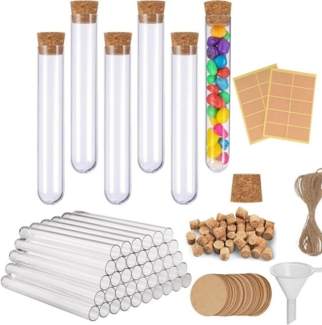 FELIXLEO Gläser-Set 30er Reagenzgläser Kunststoff Transparent Mit Korken 18x105 mm