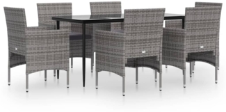 vidaXL 7-tlg. Garten-Essgruppe mit Kissen Grau und Schwarz 3156621