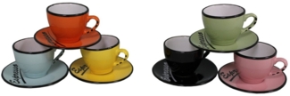 6er Set Farbige Espressotassen mit Unterteller Mokkatassen Antic Line SEB14799