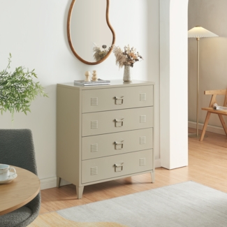 Metallschrank Hämeenlinna mit 4 Schubladen 80 x 40 x 92 cm Kamelfarben [en. casa]