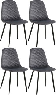 CLP 4er Set Stühle Giverny mit Ziernähten,dunkelgrau Samt