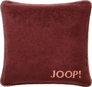 JOOP Uni Kissen Doubleface | 50x50 cm Dekokissen gefüllt | Bordeaux-Orange