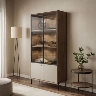 Lookway Standvitrine ISA Vitrine mit zwei Türen und LED-Beleuchtung Breite: 90 cm