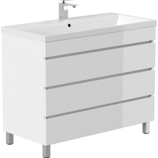 Lomadox Badmöbel-Set FROME-02, (Spar-Set, 2-St, Waschtisch Spiegelschrank), weiß, stehend mit LED Beleuchtung