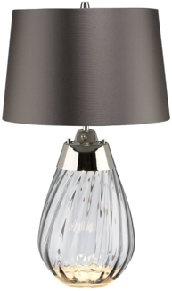 Elstead Lighting Lena Tischleuchte Small 2-Light Rauchglas Nickel Stoffschirm Grau 61cm