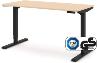 ASSMANN Elektrisch höhenverstellbarer Schreibtisch Y-Line Curved Sand Schwarz 140x70 cm Metall Holz