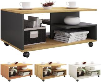 VCM Couchtisch Rollen Sofatisch Wohnzimmertisch rollbar Wohnzimmer Tisch Stango Honig-Eiche