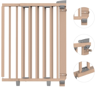 Geuther Türschutzgitter Oris zum Bohren 58-133 cm Natur, Barrierefreier Durchgang - für Erwachsene leicht zu öffnen