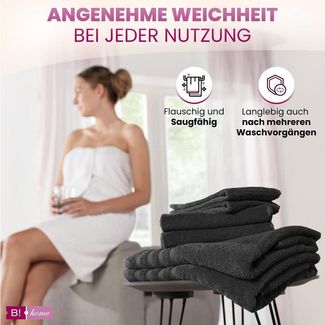 B!HOME Handtücher Set Saunatücher, Duschtücher, Gästehandtücher 100% Baumwolle, (Spar-Set, 4-St), flauschig saugfähig Frottee weich