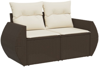 vidaXL Gartensofa mit Kissen 2-Sitzer Braun Poly Rattan 366222