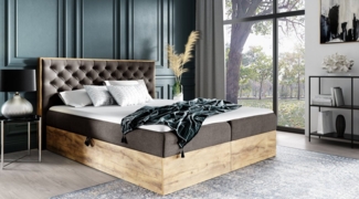 yourhouse24 Boxspringbett Wood III mit 2 Bettkästen, Doppelbett mit Bonell-Matratze + Topper