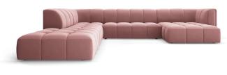 Micadoni Modulares Panorama Ecksofa Serena 7-Sitzer Samtstoff, Rosa, Links