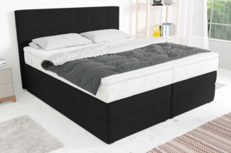 99rooms Palermo Boxspringbett Strukturstoff INARI Schwarz 160x200 cm Bonell-Federung