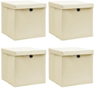 Aufbewahrungsboxen mit Deckel 4 Stk. Creme 32x32x32 cm Stoff