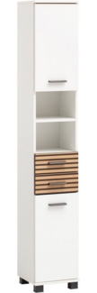 Schildmeyer Hochschrank Katta 158589, weiß matt/Akustikpaneel Optik, 30,3 x 32,6 x 180,9 cm