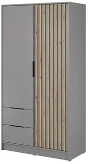 Bettso 'NELLY' Kleiderschrank mit Lamellen, Holzwerkstoff Grau 200x51x105 cm