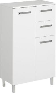 Saphir Unterschrank Quickset Badschrank mit 2 Türen, 2 Schubladen, 60 cm breit Badezimmer-Unterschrank inkl. Türdämpfer, Griffe in Chrom Glanz