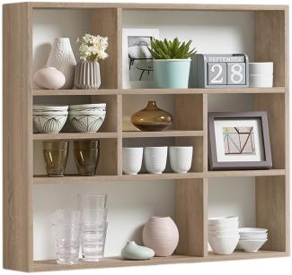 Wandregal >Garrott I< in Eiche - 90x78,2x16cm (BxHxT)