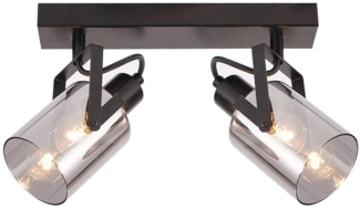 ZMH Deckenstrahler Vintage Schwarz Deckenleuchte 2 flammig E14 Glas Deckenlampe Retro