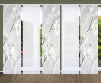 HOME in green Schiebegardine LAIRA Schiebegardine recyceltes Polyester, 245x60 cm, Blumendruck, (5 St), Polyester (recycelt) Polyester