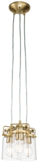 Kichler KL-BRINLEY3-BB Hängeleuchte Brinley 3x E27 60W Stahl, klares Glas; Messing gebürstet Ø21,6cm dimmbar höhenverstellbar
