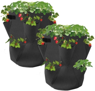 Spetebo Anzuchttopf Erdbeer Pflanzsack 2er Set aus Filz - 45x35 cm (Set, 2 St, Pflanzsäcke im Set), Wiederverwendbarer Filz Pflanztasche