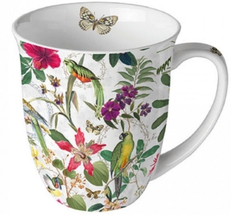Ambiente Luxury Paper Products Becher Porzellan Mohn Wiese / Blumen, Pflanzen Mug Kollektion, Porzellan Tropischer Dschungel, Tasse -Tee/Kaffee - Ideal Als Geschenk