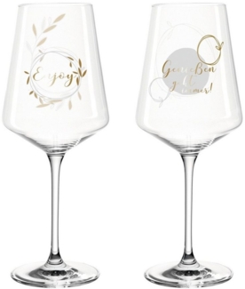 Leonardo Weingläser 2er Set Presente Genießen, Kristallglas, mehrfarbig, 560 ml, 029175