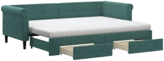 vidaXL Tagesbett Ausziehbar mit Schubladen Dunkelgrün 80x200 cm Samt 3197838