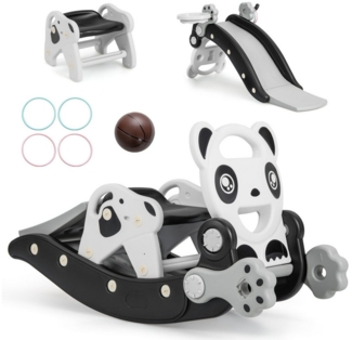 COSTWAY Indoor-Rutsche, 5 in 1 Kinderrutsche Schaukelpferd 1-5 Jahren