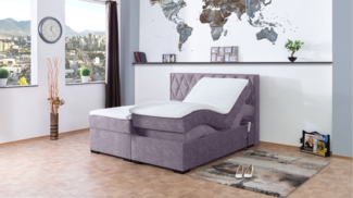 Meisterbetten Boxspringbett Loki 140x200 in DS-Grau, Matratzenbezug Nano, Ergoflex-Topper