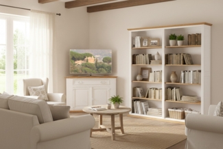 Weißes XXL Landhausstil Bücherregal Bücherschrank MEXICO, Pinie Massivholz