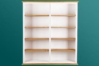Weißes XXL Landhausstil Bücherregal Bücherschrank MEXICO, Pinie Massivholz