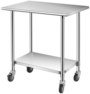 KOMFOTTEU Arbeitstisch Edelstahltisch, bis zu 250 kg, mit Rollen