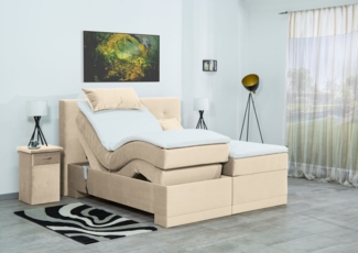 Meisterbetten Boxspringbett Lapi 140x220 in VS-Creme, Matratzenbezug Nano, Ergoflex-Topper