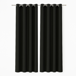 Gardine mit Ösen 140x175 cm ( Breite x Länge ) in Schwarz, blickdichter Vorhang, Ösenvorhang in vielen Variationen