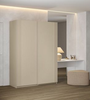 Home affaire Schwebetürenschrank Niva, Garderobenschrank incl. kompletter Innenausstattung Moderner Kleiderschrank, Schiebetürenschrank, Lamellen, Wäscheschrank