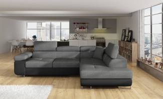 Eltap Anton Ecksofa, Stoff, Grau / Schwarz, rechts